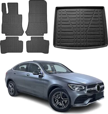 Immagine prodotto di Fußmatten & Kofferraumwanne Set für Mercedes GLC 2015-2025 Gummi TPE Schwarz 5x