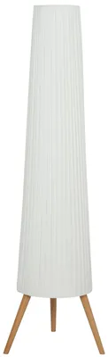 Produktbild von LED Stehlampe Wohnzimmer Dimmbar Holz mit Dreibein, Stehleuchte mit Fußschalter, 46 x 46 x 153 cm, Weiß