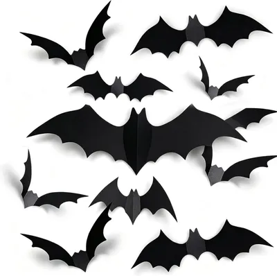 Produktbild von Halloween Deko Fledermäuse, 3D Fledermaus Aufkleber, Indoor Dekoration