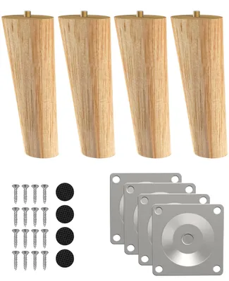Holz Tischbeine 15 cm, 4 Stück, konisch, M8, mit Montageplatten