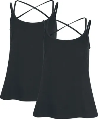 Produktbild von RED by EMP Damen schwarze Tops im Doppelpack mit Spaghettiträgern XXL