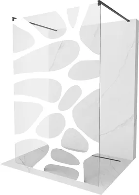 Produktbild von Mexen Kioto freistehende Duschwand 100 x 200 cm, Transparent/Weißes Design 8 mm, Schwarz - 800-100-002-70-97