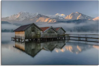 Produktbild von ARTland Leinwandbild WInter am Kochelsee in Bayern Größe: 60x40 cm