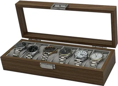 Immagine prodotto di Scatola per 6 orologi con coperchio in vetro PDMDF04
