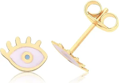 Produktbild von Modische 9 Karat (375) Gold Böse Auge Damen - Paar Ohrstecker - 5mm*7mm; TRS36196