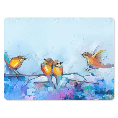 Produktbild von MuchoWow® Mauspad Mousepad Gemälde - Ölfarbe - Vogel - Zweig 23x19 cm - Mousepads - Maus Mat - Pad - Mausunterlage - Schreibtischunterlage - Mauspad
