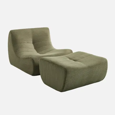 Produktbild von sweeek - Sessel mit Cordbezug und Hocker - Khaki