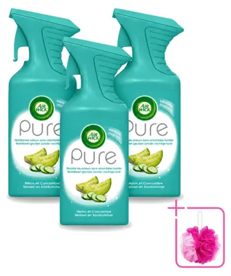 Immagine prodotto di 3 flaconi di spray per ambienti Air Wick Pure, profumo Melone e Cetriolo, capacità 250 ml, confezione risparmio, 3 pezzi