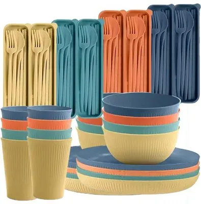 Produktbild von Famanu Servierset für 8 Personen - 48-teilig, unzerbrechlich und spülmaschinenfest