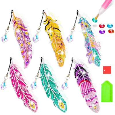 Immagine prodotto di Kit per creare segnalibri con tecnica diamond painting, per bambini, 6 pezzi. Un regalo creativo fai-da-te per bambine dai 6 anni in su
