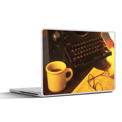 Produktbild von MuchoWow® Laptop Aufkleber Sticker Cover Schreibmaschine - Retro - Kaffee 32.5x23.5 cm - Sticker für Laptop - Selbstklebend