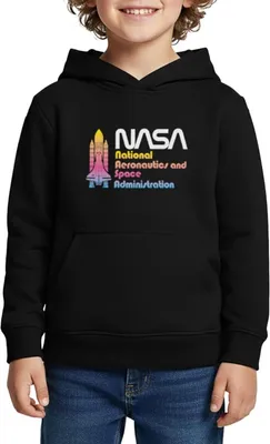 Produktbild von Spreadshirt NASA Kinder Premium Hoodie, 98/104 (2 Jahre), Schwarz