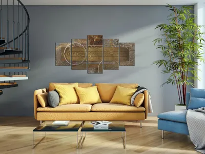 Produktbild von Akustikbild Abstrakt 200x100 cm Bilder Akustikschaum Hochleistungsschallabsorber Schallschutz Leinwand 5 tlg Wandbild Raumakustik Schalldämmung a-A-0215-b-n