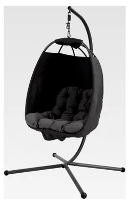 Produktbild von Hängesessel mit Gestell Loungesessel Hängesitz Hängestuhl klappbar Hängekorb Hängeschaukel Outdoorsessel Dunkelgrau