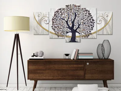 Produktbild von Akustikbild Baum Liebe 200x100 cm Bilder Akustikschaum Hochleistungsschallabsorber Schallschutz Leinwand 5 tlg Wandbild Raumakustik Schalldämmung b-C-0073-b-o