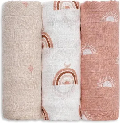 Produktbild von Famanu Musselin Tücher für Babys - 3 Stück, 70 cm x 70 cm, aus Baumwolle, saugfähig und atmungsaktiv