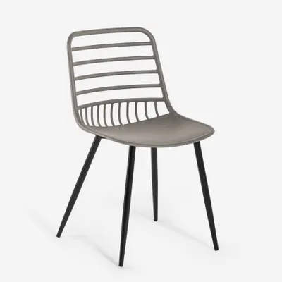 Produktbild von Moderne Stühle aus Polypropylen für Küche, Esszimmer, Bar Lenny - Grau