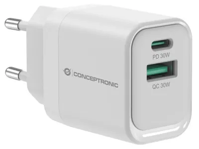 Immagine prodotto di Caricabatterie CONCEPTRONIC 2 porte 33W, 1xUSB-C, 1xUSB-A bianco