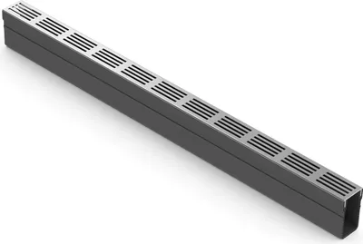 Produktbild von ACO Slimline Rinne 1000mm mit Rost Aluminium, silber eloxiert