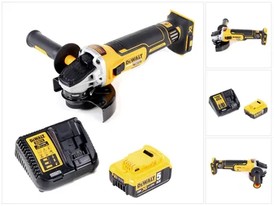 Obrázek produktu pro Akumulátorová úhlová bruska DeWalt DCG 405 P1 18V 125mm bez kartáčů + 1x akumulátor 5,0Ah + nabíječka