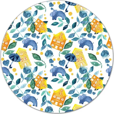 Produktbild von Glas-Herdabdeckplatte Glaskeramikkochfeld-Abdeckung Schneideplatten - 40 cm - Hippo Aquarellfarbe
