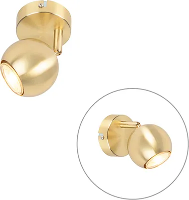 Produktbild von QAZQA - Modern Retro Deckenstrahler Messing Rund - Gissi I Wohnzimmer I Schlafzimmer - Stahl Rund - LED geeignet GU10