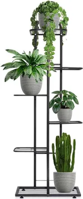 Zdjęcie produktu dla Vilde stojak na kwiaty schody kwiatowe stojak na rośliny kolumna kwiatowa kolumna kwiatowa stojak na kwiaty do metalowych doniczek czarny 6 poziomów 118 cm