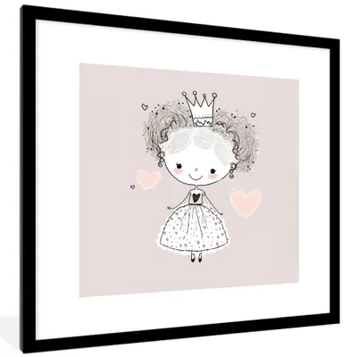 Produktbild von MuchoWow® Gerahmtes Poster Prinzessin - Kinder - Mädchen - Krone - Kleid 40x40 cm - Poster mit Schwarzem Bilderrahmen Wandposter Rahmen Foto Bilder - Poster - Plakat im Rahmen