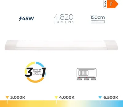 Image de Bande Led 45 W Température De Lumière Variable 6500 K / 4000 K / 3000 K 4820 Lm, 150 X 2,6 X 7,4 Cm