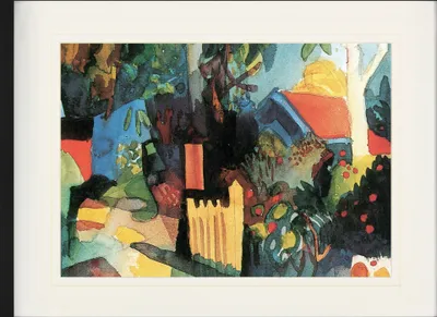 Produktbild von August Macke Gerahmtes Bild Mit Edlem Passepartout | Wand-Bilder | Im Bilderrahmen - Landschaft Mit Hellen Bäumen, 1914 (60 x 80 cm)