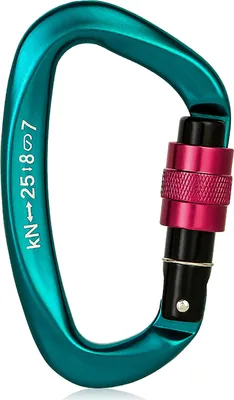 Produktbild von 25KN Professioneller Kletterkarabiner mit Schraubverschluss Karabiner für hohe Beanspruchung D-förmige Kletterkarabiner D-Ring-Karabiner Leichte Hängematten-Karabiner mit Verschluss