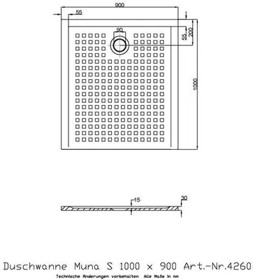 Produktbild von Hoesch 4260.010 DW Muna S 1000x900x30 mit