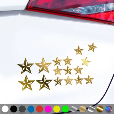 Produktbild von PantherPixel Sterne Set Aufkleber Nautischer Kompass Seefahrt Sticker Auto Geschenkidee Farbe Chrom-Gold