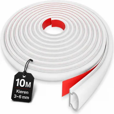 Produktbild von 10m Selbstklebende Zugluftdichtung, D-Profil Abdichtung, Isolierung für Spalten 3-6 mm, Schallschutz, Weiß