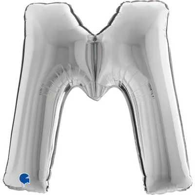 Image de Ballon gonflable lettre M argent 102 cm