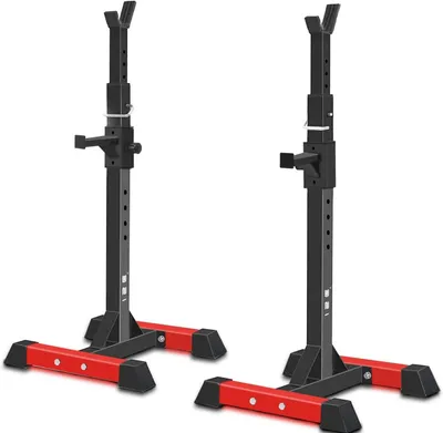 Immagine prodotto di Panca per squat - Supporto per bilanciere - Allenamento della forza - 6 livelli di altezza regolabili - Capacità massima: 200 kg - Colore: nero