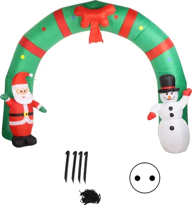 Image de Arche Gonflable de Noël Lumineuse avec Père Noël et Bonhomme de Neige pour Décoration Extérieure