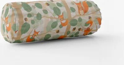 Produktbild von SCHÖNER LEBEN. Kissenhülle Eichhörnchen im Baum grün orange Größe 15x40cm (ØxB) Nackenrolle 15x40cm (ØxB) Nackenrolle Größe