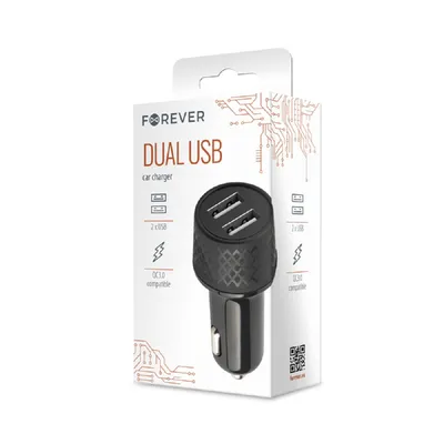 Produktbild von Forever Zigarettenanzünder Dual USB Ladegerät KFZ Auto Ladegerät QC 3.0 Car Charger