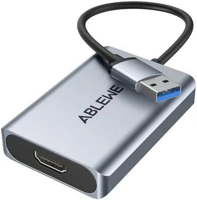 Produktbild von USB zu HDMI Adapter, Upgraded Aluminium HDMI zu USB 3.0 Audio Video Grafik Konverter Kabel für PC Laptop Monitor Projektor TV, 2.0-auf-Adapter Mac OS, Windows 10/8.1/8/7
