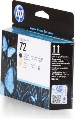 Produktbild von HP 72 Mattschwarz/Gelb DesignJet Druckkopf, HP DesignJet T610-Druckerserie, T620-Druckerserie, T770-Druckerserie, T1100-Druckerserie,..., Thermal Inkjet, Schwarz, Gelb, C9384A, Singapur, 28 mm