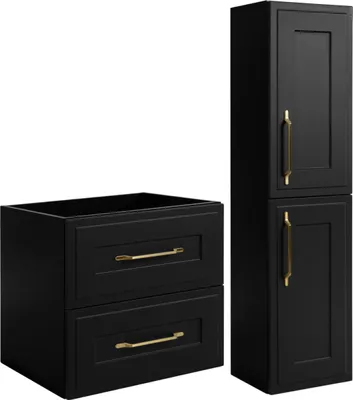 Immagine prodotto di RODAN | Set di mobili da bagno - 60 cm e 136 cm - Nero opaco - Design elegante - Alta qualità - CLASSICO