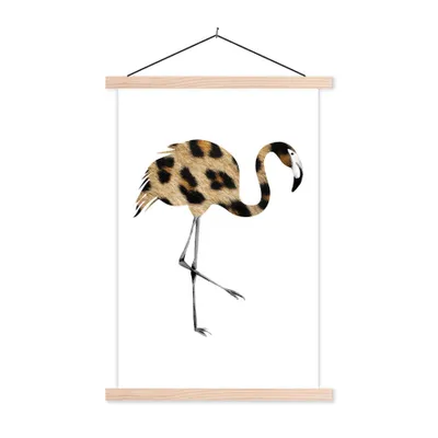 Produktbild von MuchoWow® Textilposter Flamingo - Pantherdruck - Tier 40x60 cm mit holzfarbenen Rahmen - Poster