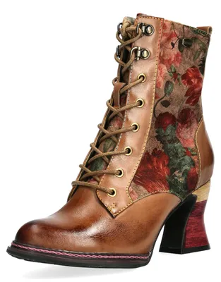 Produktbild von Laura Vita Damen Leder-Schnürstiefelette mit Bobine-Absatz Eleao 56, Größe:40 EU, Farbe:Braun