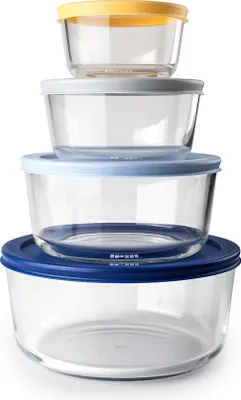 Obrázok produktu pre Súprava 4 kastrólov Ibili, borosilikátové sklo, 234/472/944/1652 ml, transparentné/viacfarebné