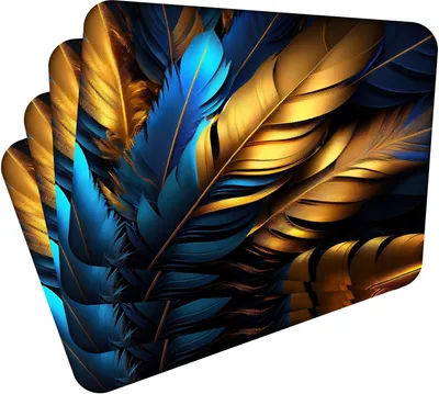 Produktbild von Tischset Satz mit 4 Stück 40x30 cm Leaves with Gold 2 Tischuntersetzer Abwaschbar - Hitzebeständige Korkrückseite hält Temperaturen von 100°C stand