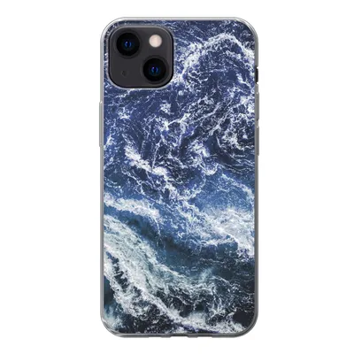 Produktbild von MuchoWow® Handyhülle Schutzhülle Hülle für iPhone 13 Naturstein - Blau - Weiß Silikon Softcase Handy Hülle - Karteninhaber