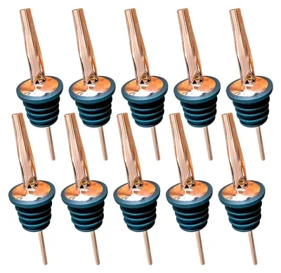 Produktbild von Flaschenausgießer Kupfer Edelstahl mit Gummidichtung, 10er Set