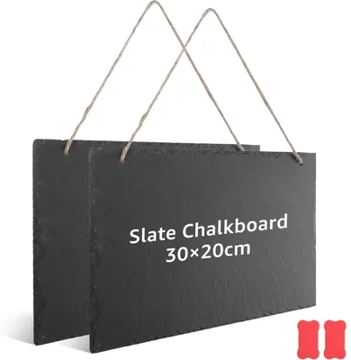 2 Tafelbretter, schwarz, 30x20 cm, zum Beschriften und Aufhängen
