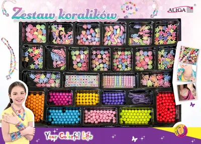 Produktbild von Zestaw koralików plastikowych mix kolorów i kształtów 650 sztuk